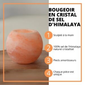 Bougeoir en Cristal de Sel Himalaya Sphère 900 gr – Image 2