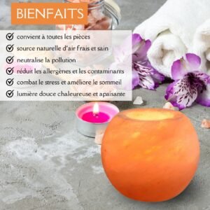 Bougeoir en Cristal de Sel Himalaya Sphère 900 gr – Image 3