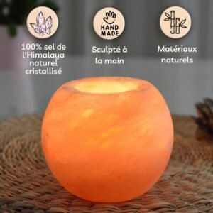 Bougeoir en Cristal de Sel Himalaya Sphère 900 gr – Image 4