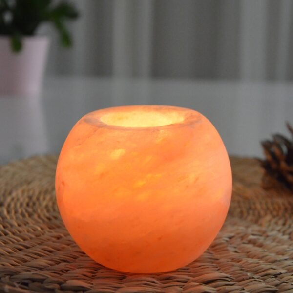 Bougeoir en Cristal de Sel Himalaya Sphère 900 gr