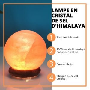 Lampe usb en Cristal de Sel s'Himalaya Sphère – Image 2