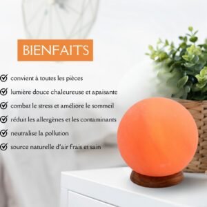 Lampe usb en Cristal de Sel s'Himalaya Sphère – Image 3