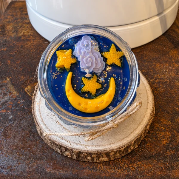 Bougie décorative Douce Nuit avec lune et étoiles