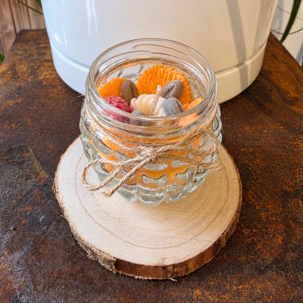 Bougie artisanale Moka Mandarine en pot en verre aux détails gourmands